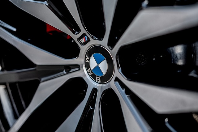 BMW engine bay, tightly packed with components.